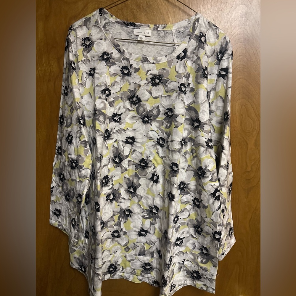 J. Jill Love Linen Long Sleeve Floral Top NWOT